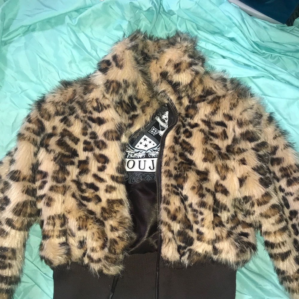 Lepord print fur jacket